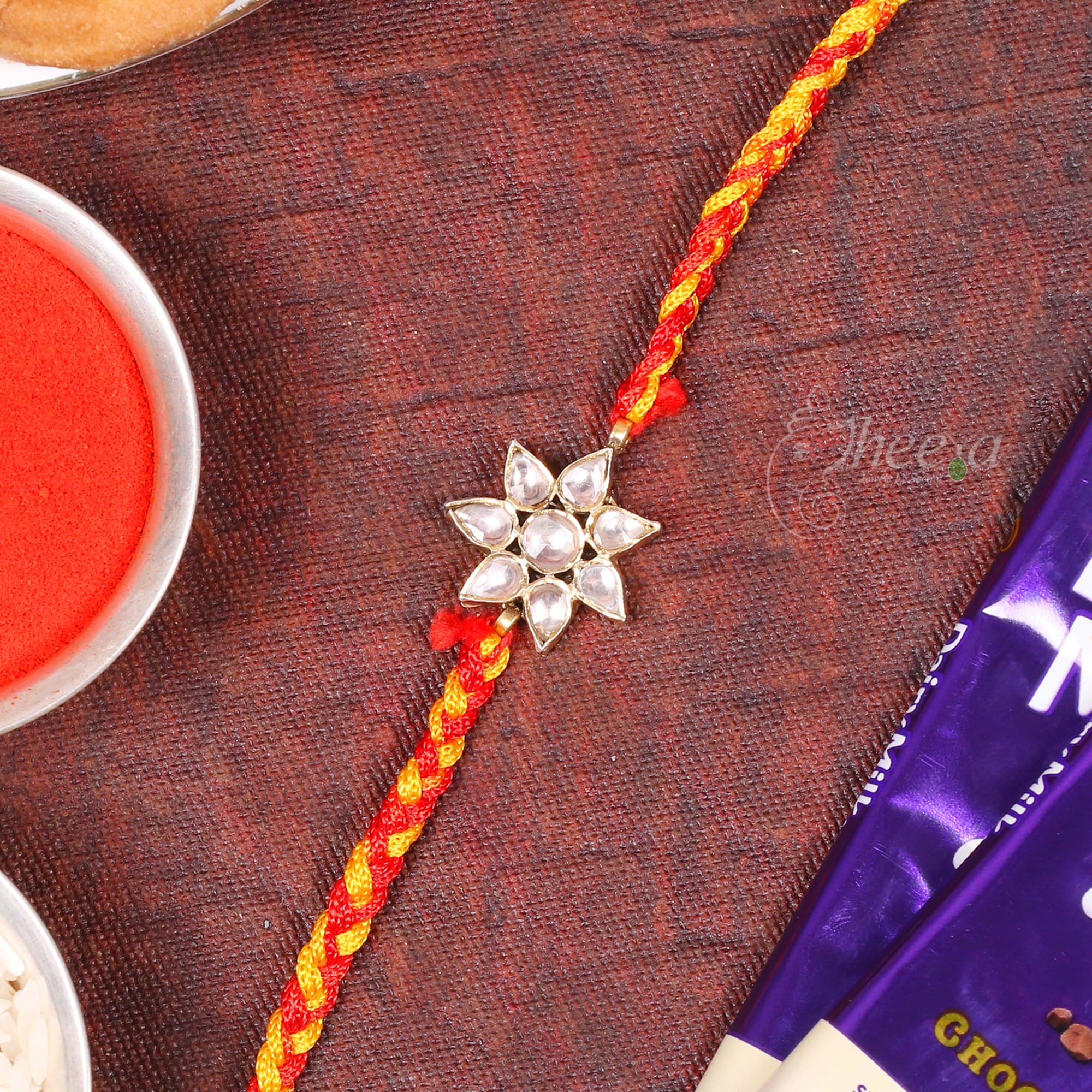 Large Statement Pure Silver White Floral Rakhi